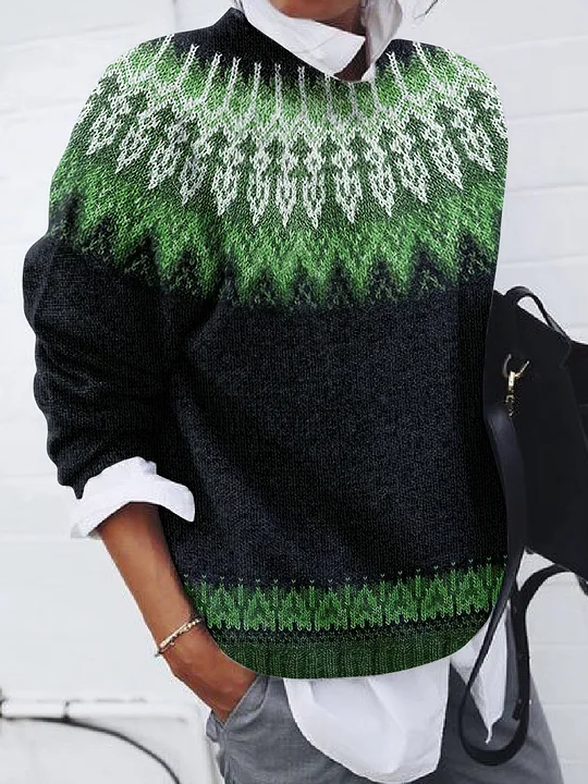 Damen Abstrakt Print Frühling/Herbst Lässig Langarm Rundhals Pullover