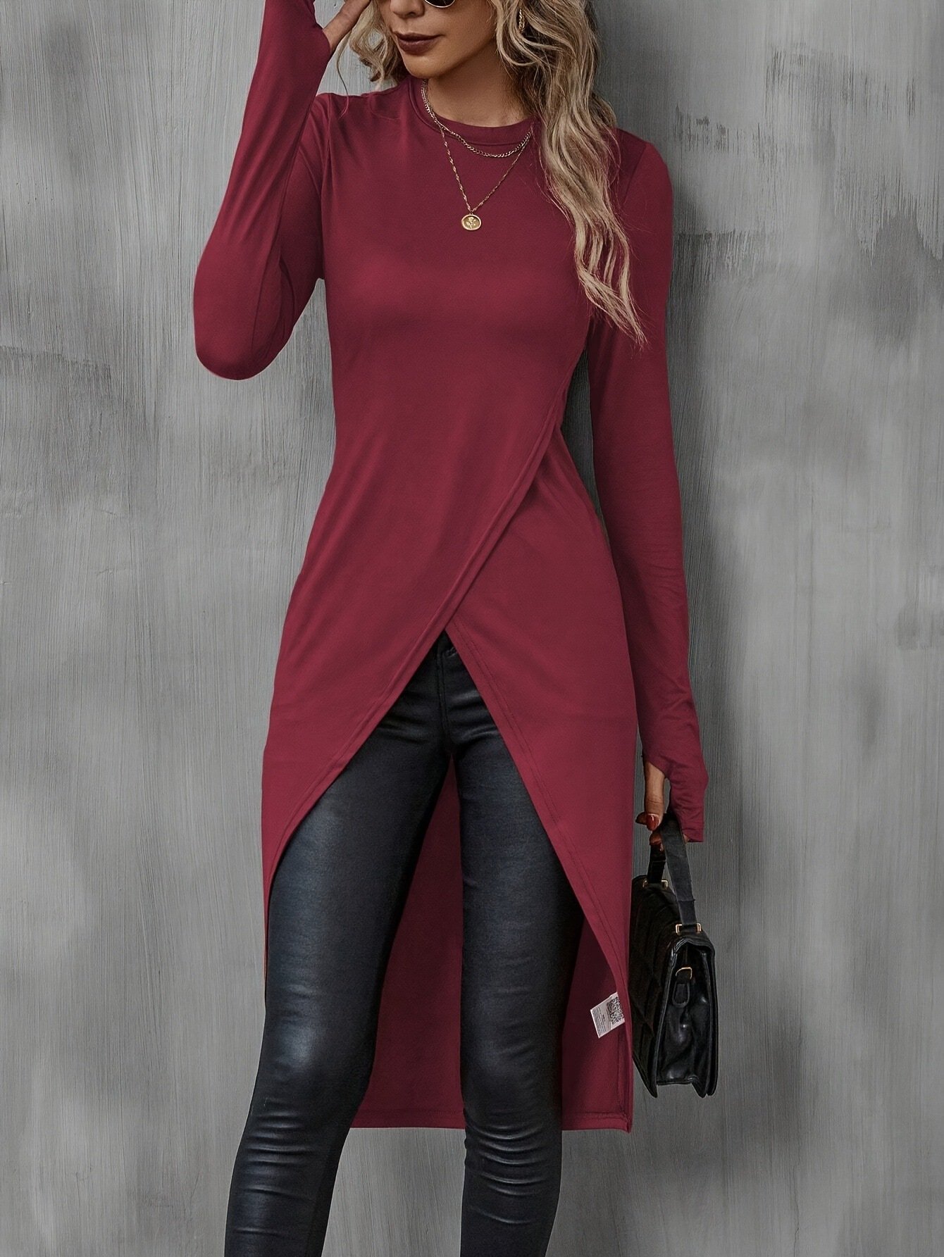 Damen Unifarben Langarm T-Shirts T-Shirt Rundhals Nahtverarbeitung Retro Frühling/Herbst Oberteile