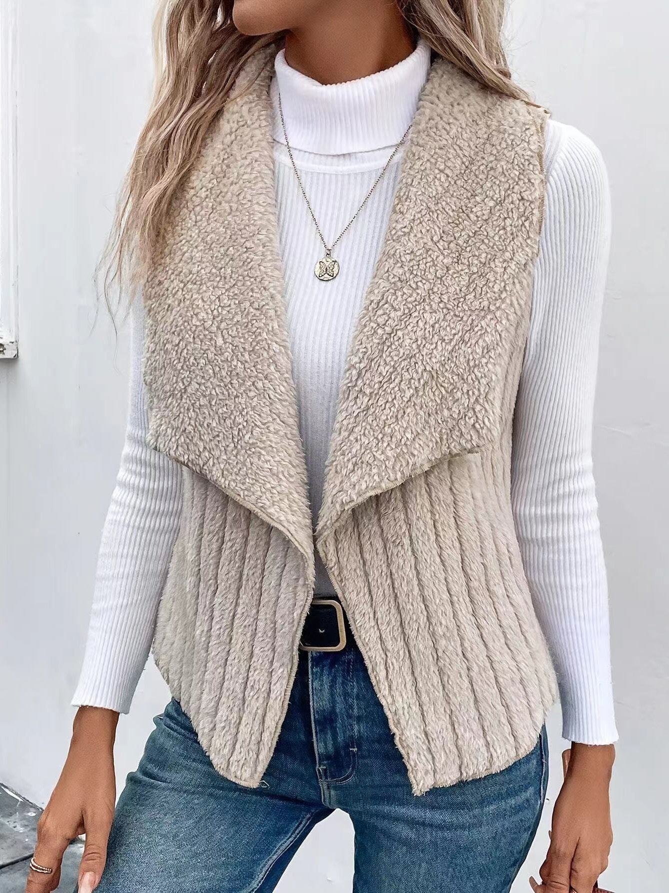 Unifarben Lässig Regelmäßige Passform Neu Herbst und Winter Fashion Lässig Einfach Ärmellos Vielseitig Jacke Tanktop