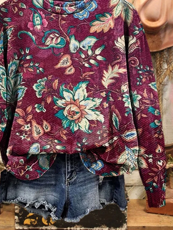 Damen Geblümt Rundhals Print Lässig Frühling/Herbst Langarm Sweatshirt