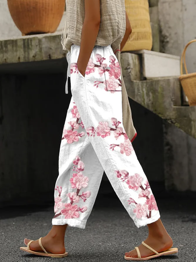 Damen Geblümt Lang Hose Lässig Frühling/Herbst Hose