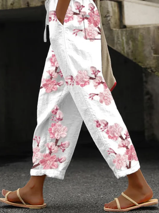 Damen Geblümt Lang Hose Lässig Frühling/Herbst Hose