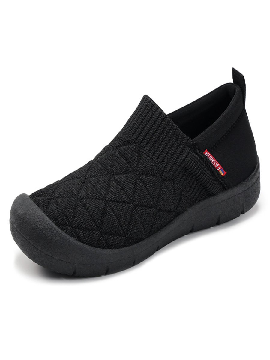 Alle Jahreszeiten Textil Unifarben Flach Flyknit Slip-On Bequem Flach Schuhe für Mütter Mit Weich Sohlen