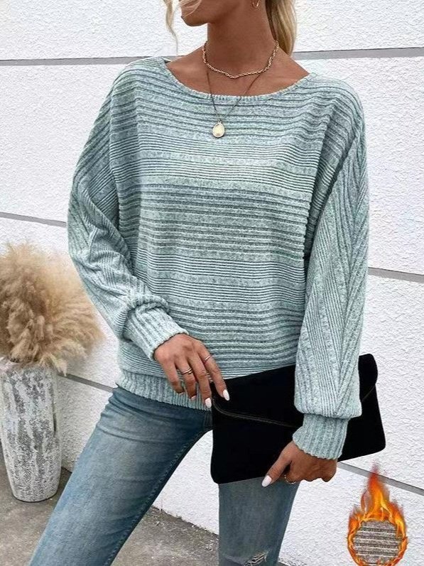 Damen Unifarben Langarm T-Shirts T-Shirt Rundhals Jacquard Retro Frühling/Herbst Oberteile