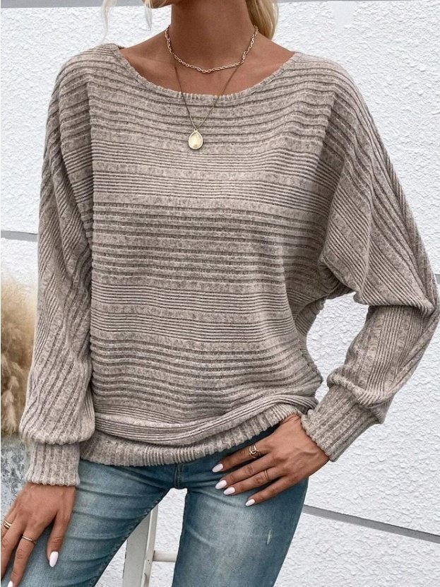 Damen Unifarben Langarm T-Shirts T-Shirt Rundhals Jacquard Retro Frühling/Herbst Oberteile