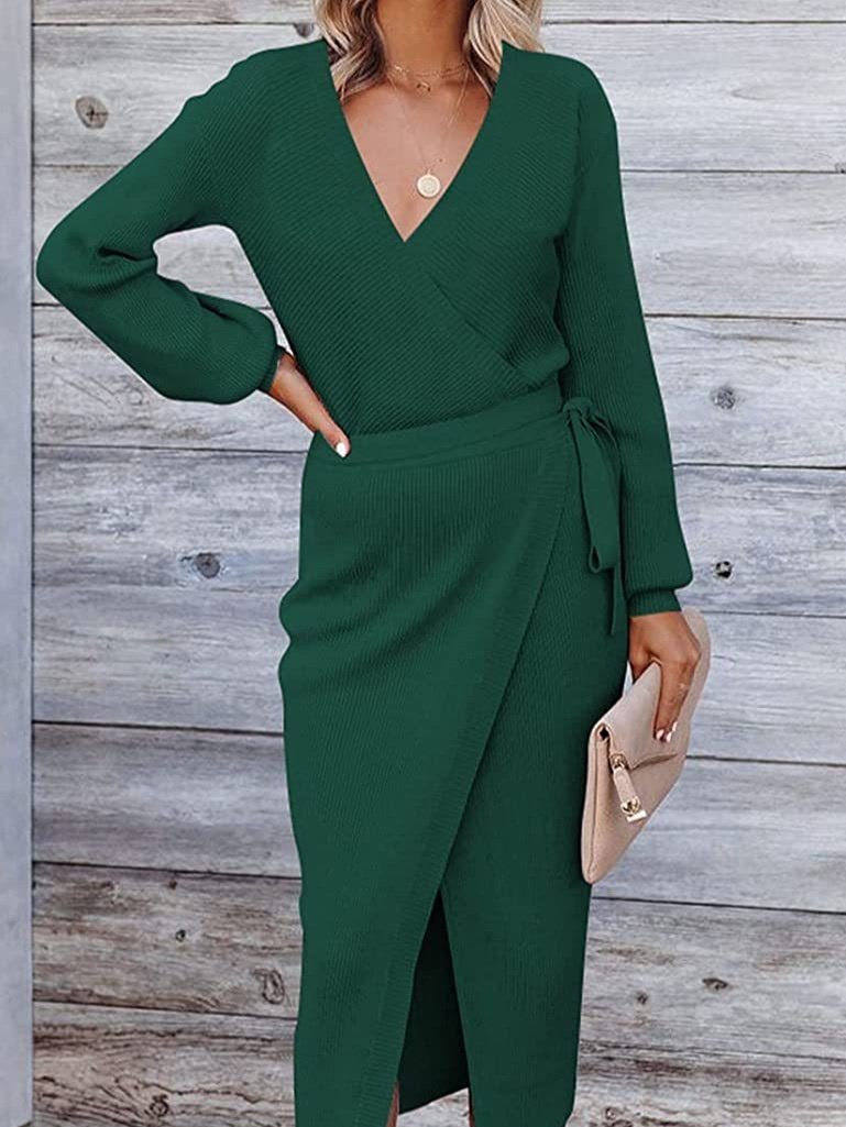 Damen Unifarben Langarm Frühling/Herbst Nahtverarbeitung Kleid V-Ausschnitt Täglich Retro Maxikleid Tanktop A-Linien-Kleid