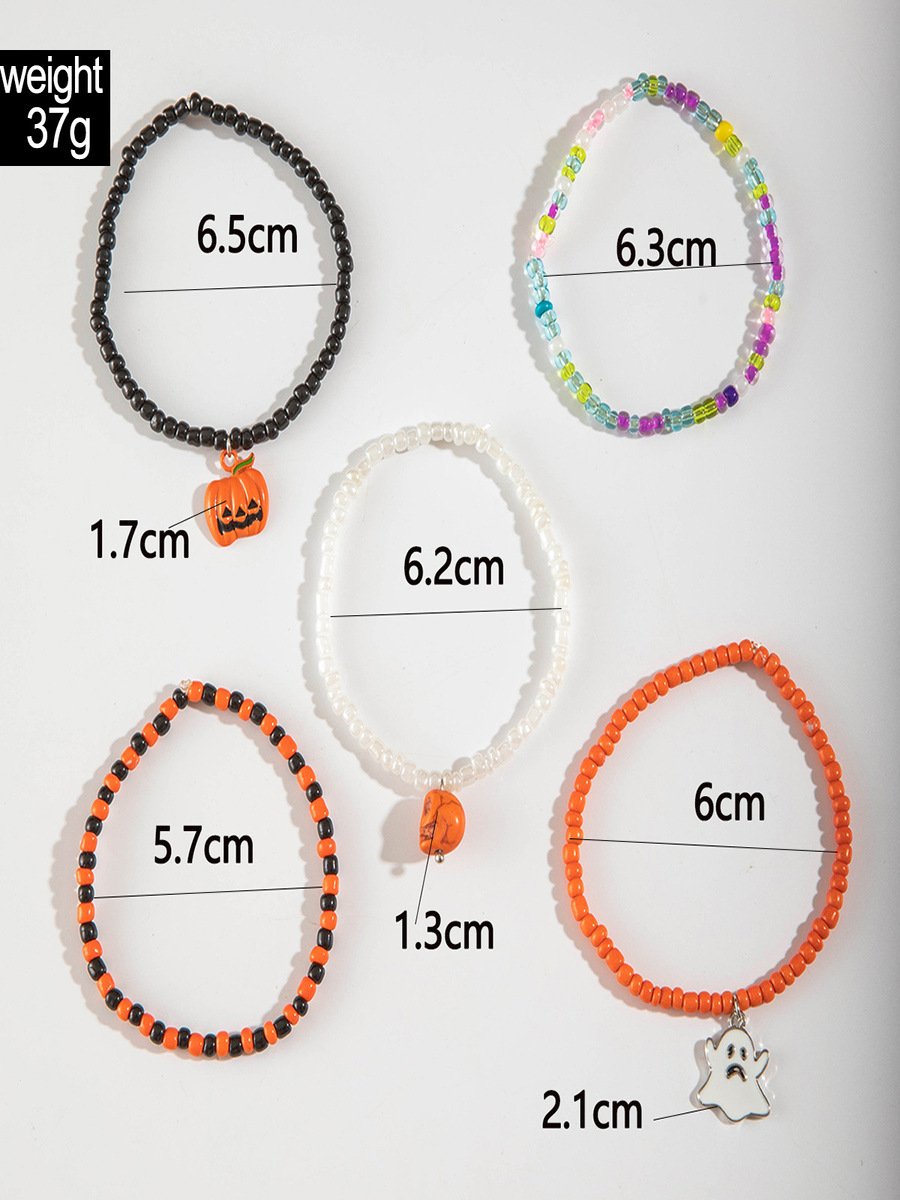 Bunt Reis Korn Geist Kürbis die Fledermaus Fußkettchen Fünfteilig Set DUNKEL Lustig Schädel Halloween Fuß Ornamente Fünfteilig Set