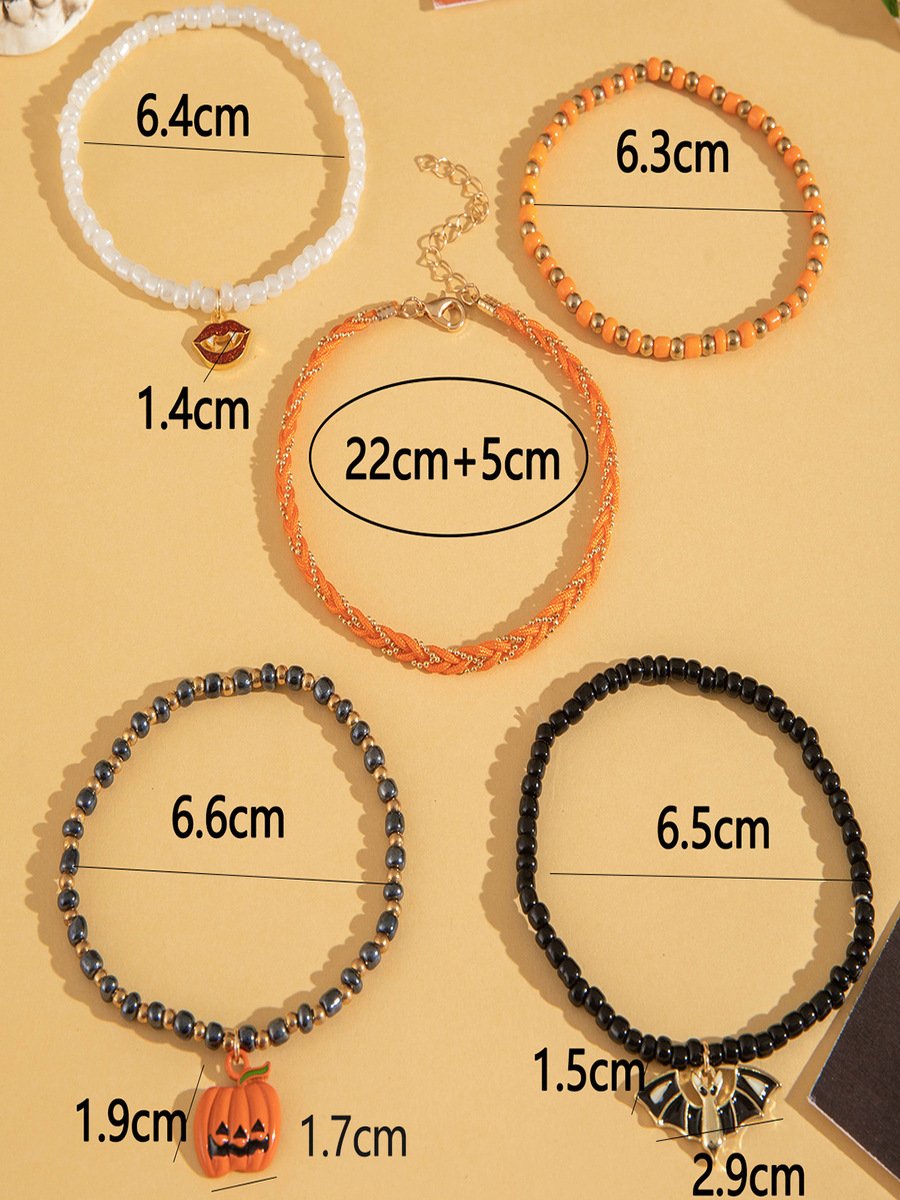 Bunt Reis Korn Geist Kürbis die Fledermaus Fußkettchen Fünfteilig Set DUNKEL Lustig Schädel Halloween Fuß Ornamente Fünfteilig Set