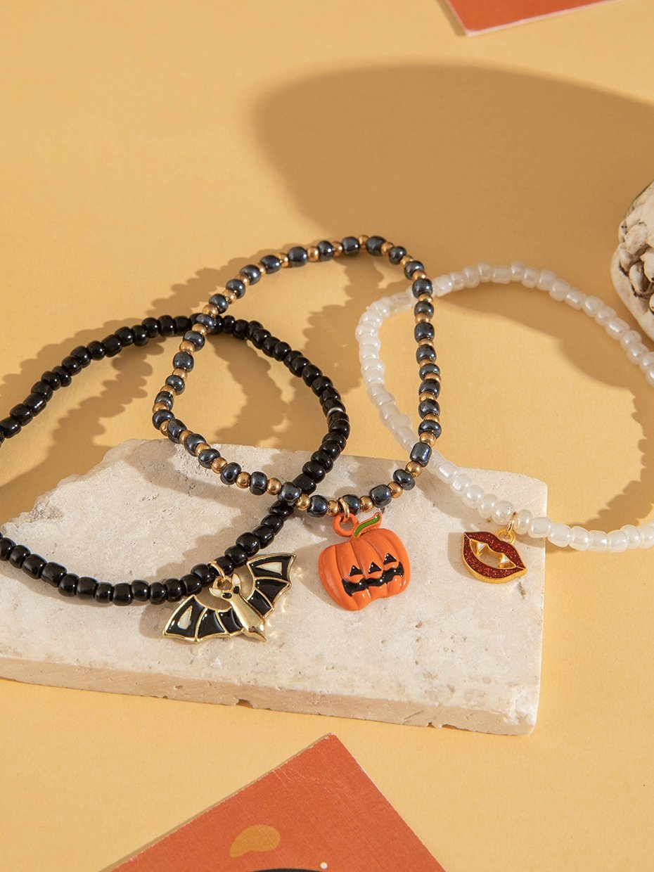 Bunt Reis Korn Geist Kürbis die Fledermaus Fußkettchen Fünfteilig Set DUNKEL Lustig Schädel Halloween Fuß Ornamente Fünfteilig Set