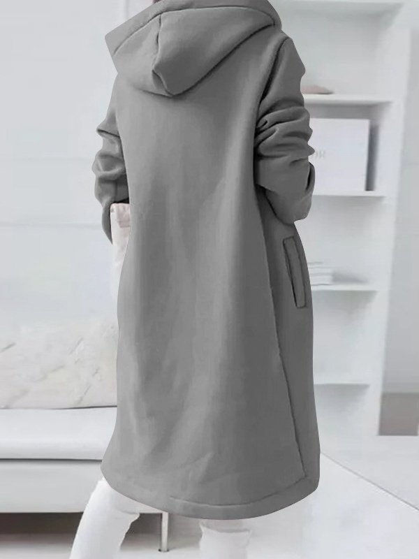 Damen Frühling/Herbst Oberbekleidung Retro Nahtverarbeitung Unifarben Langarm Kapuze Jacke