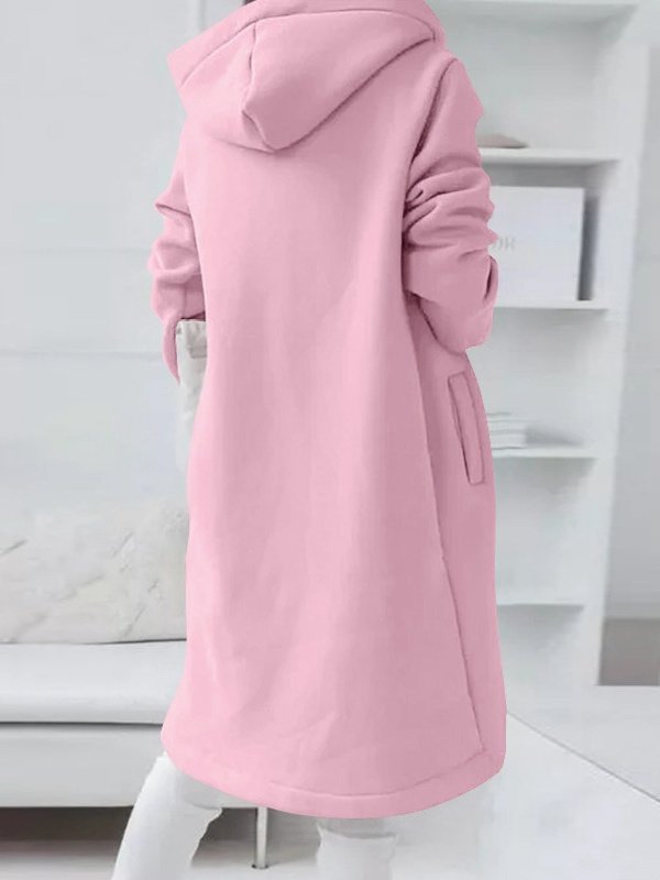 Damen Frühling/Herbst Oberbekleidung Retro Nahtverarbeitung Unifarben Langarm Kapuze Jacke