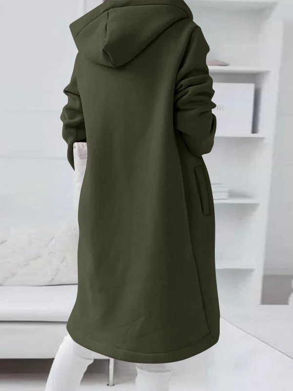 Damen Frühling/Herbst Oberbekleidung Retro Nahtverarbeitung Unifarben Langarm Kapuze Jacke