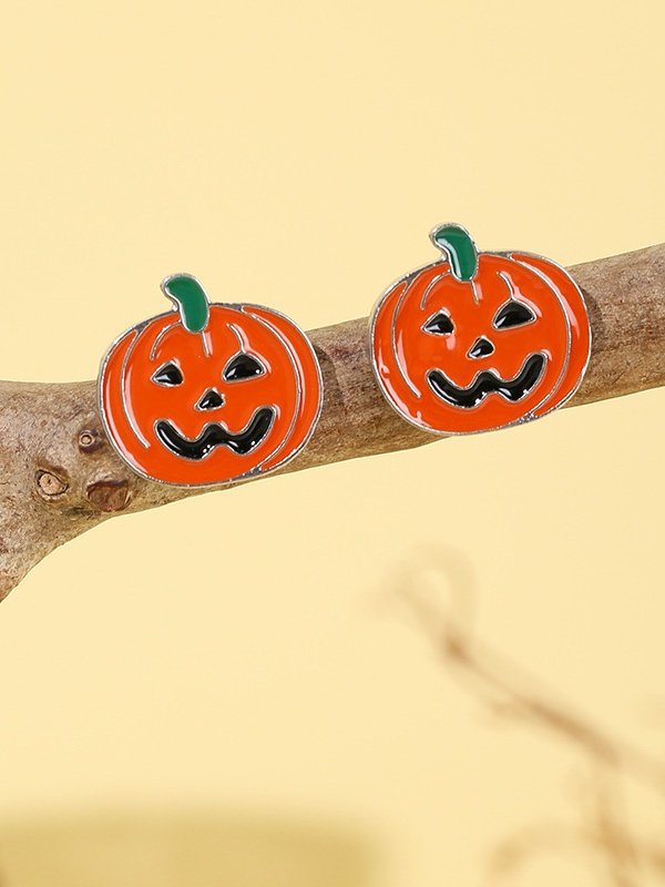 Halloween Ohrringe Grusel Lustig Schädel Spinne Kürbis Geist Schwarze Katze Ohrringe echt Golden Galvanisiert Schmuck Ohrringe