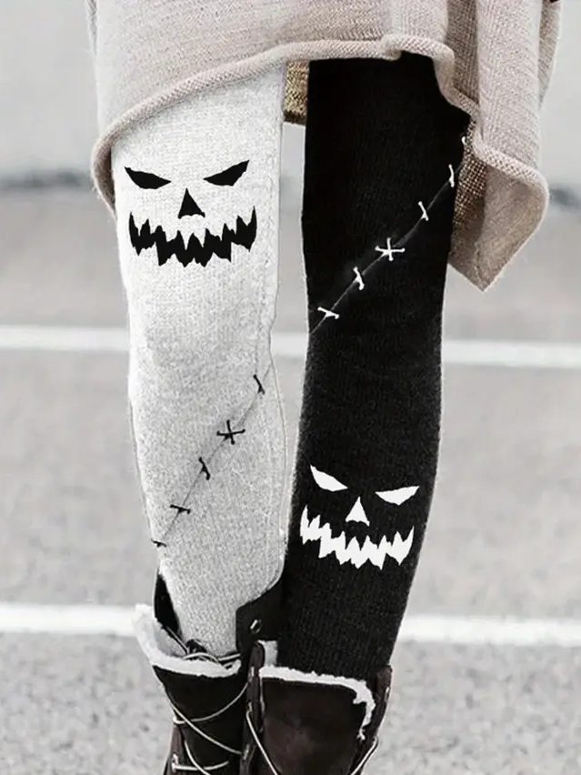 Damen Halloween (Kürbis) Lässig Alle Jahreszeiten Print Lang Leggings