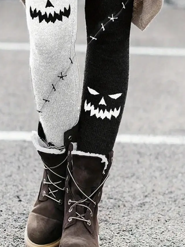 Damen Halloween (Kürbis) Lässig Alle Jahreszeiten Print Lang Leggings
