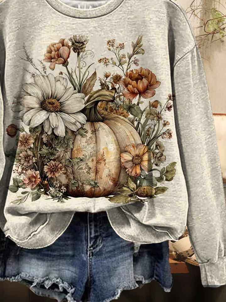 Damen Geblümt Rundhals Print Lässig Frühling/Herbst Langarm Sweatshirt