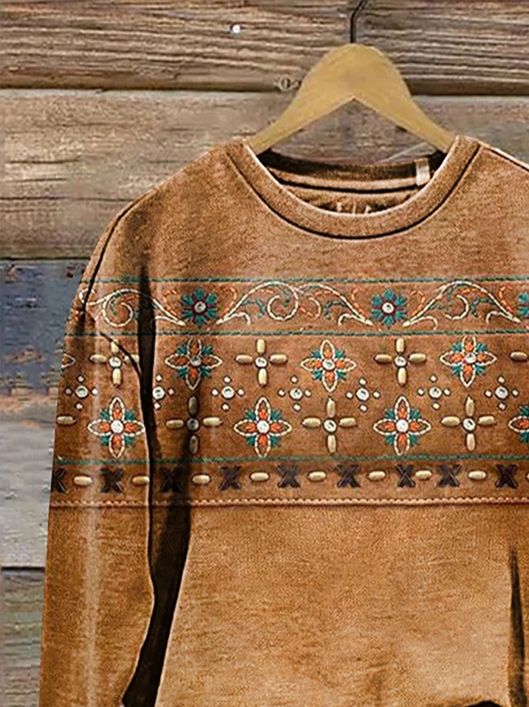 Damen Geblümt Rundhals Print Lässig Frühling/Herbst Langarm Sweatshirt