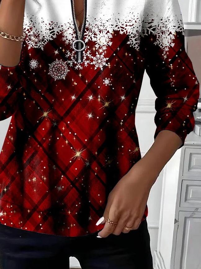 Damen Weihnachten Rundhals Print Lässig Frühling/Herbst Langarm Sweatshirt