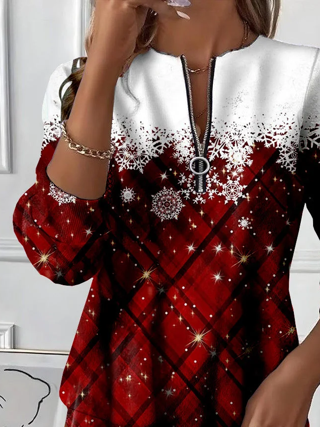 Damen Weihnachten Rundhals Print Lässig Frühling/Herbst Langarm Sweatshirt
