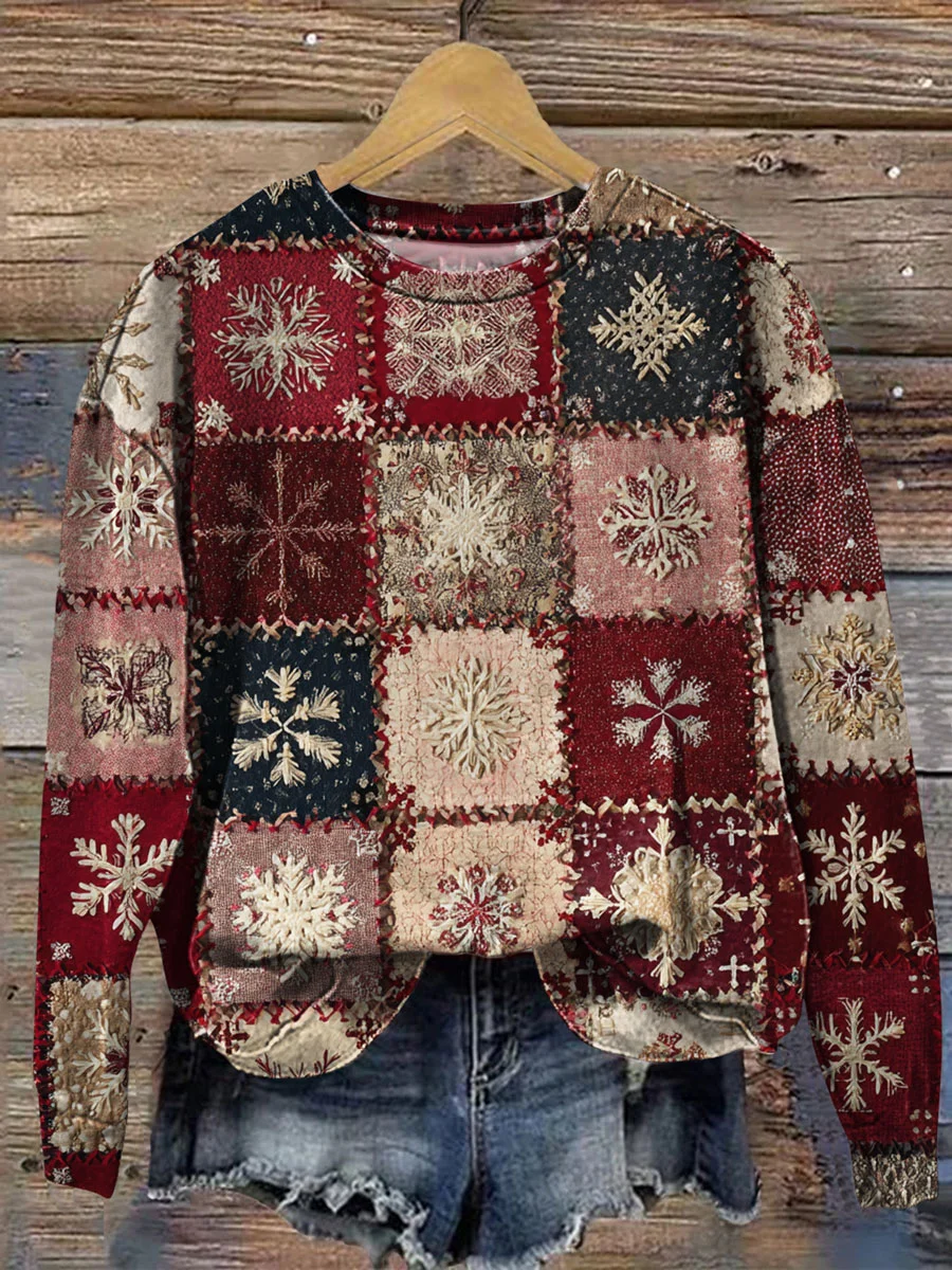 Damen Weihnachten Rundhals Print Lässig Frühling/Herbst Langarm Sweatshirt