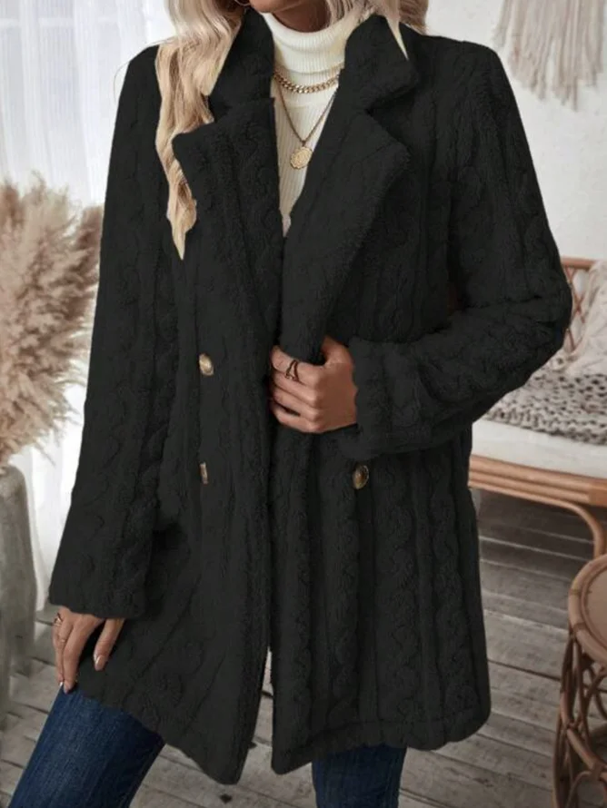 Damen Winter Oberbekleidung Lässig Unifarben Langarm Vlies Mantel