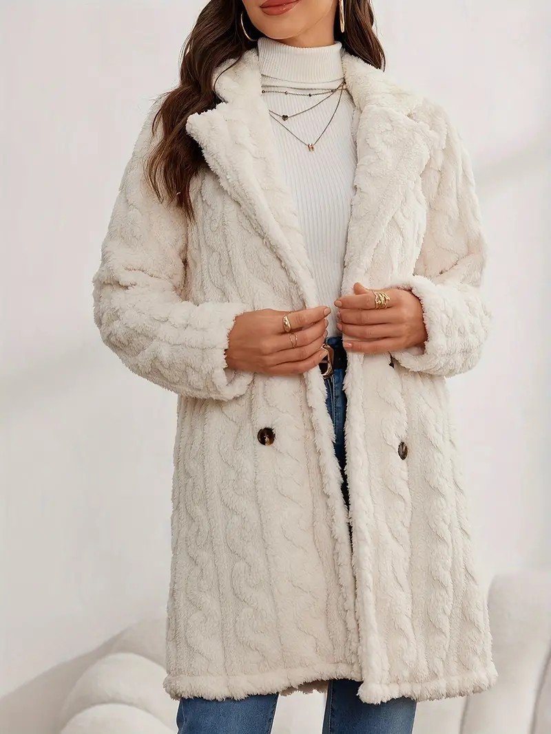 Damen Winter Oberbekleidung Lässig Unifarben Langarm Vlies Mantel