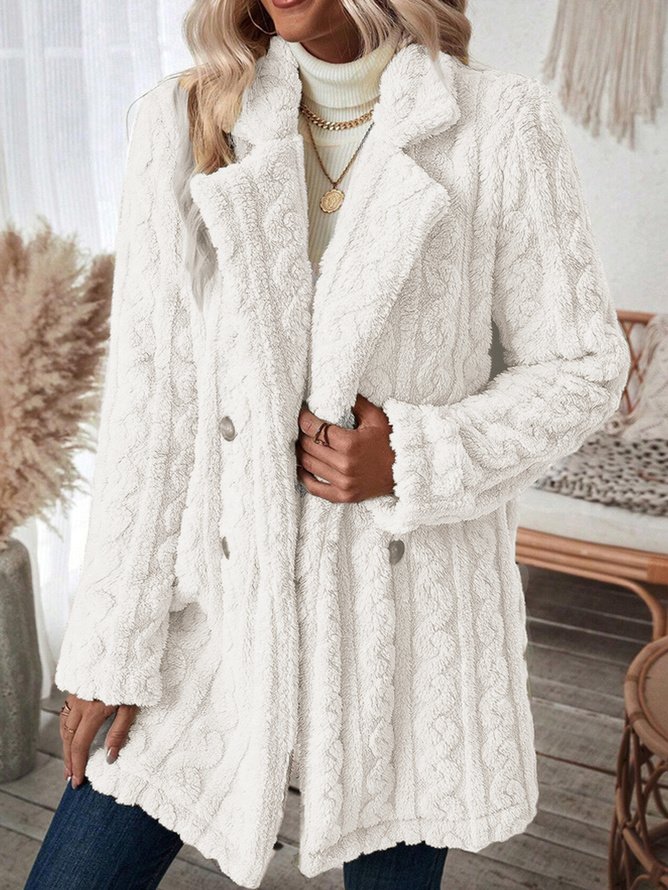 Damen Winter Oberbekleidung Lässig Unifarben Langarm Vlies Mantel