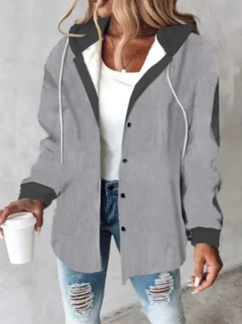 Damen Frühling/Herbst Oberbekleidung Retro Print Gestreift Langarm Stehkragen Jacke