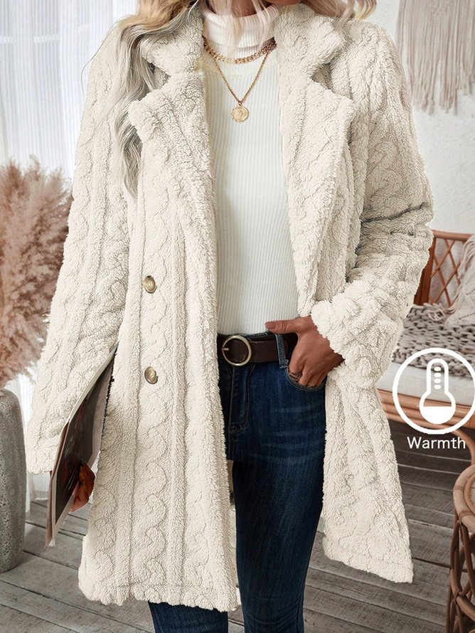 Damen Winter Oberbekleidung Lässig Unifarben Langarm Vlies Mantel