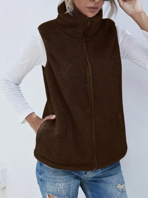 Wolle Regelmäßige Passform Mock Neck Basic Tanktop