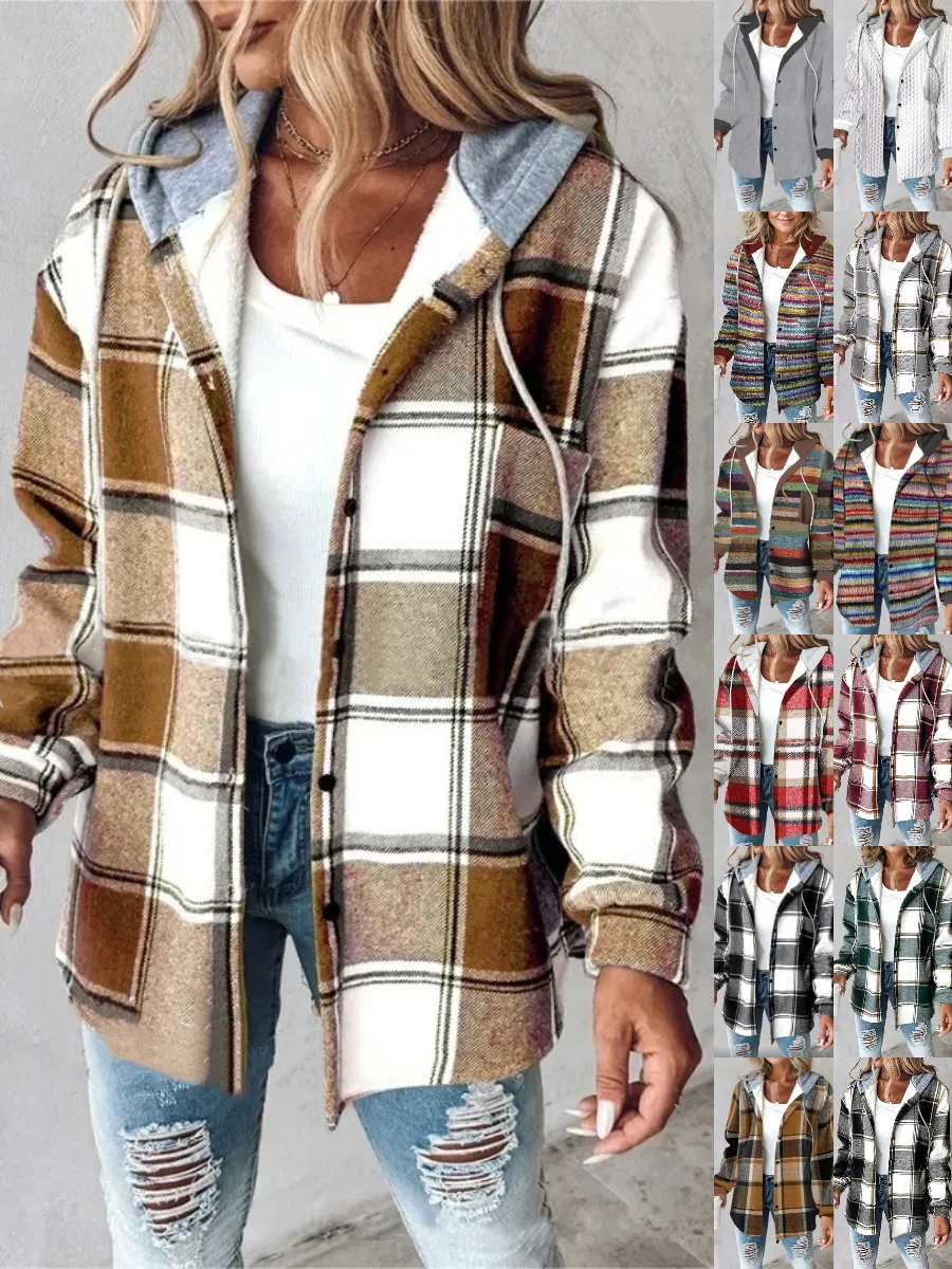 Damen Frühling/Herbst Oberbekleidung Retro Print Gestreift Langarm Stehkragen Jacke