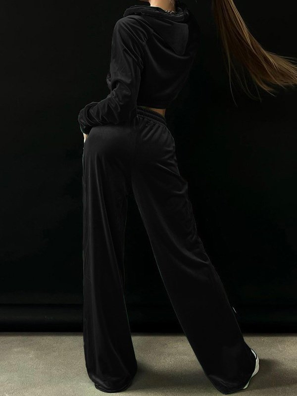 Damen Unifarben Nahtverarbeitung Zweiteiliges Set Täglich Langarm Lässig Frühling/Herbst Bluse mit Hose Matching Set