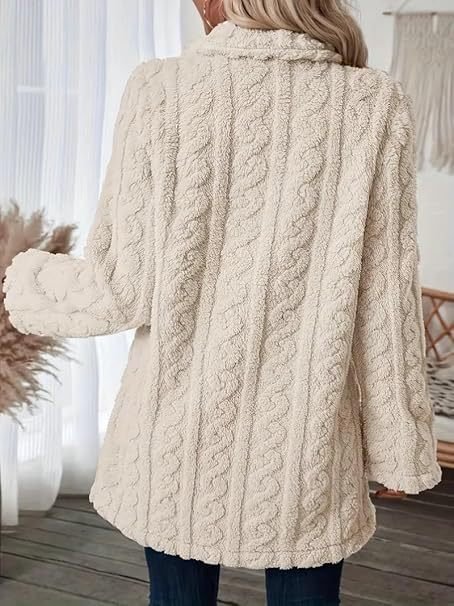 Damen Winter Oberbekleidung Lässig Unifarben Langarm Vlies Mantel