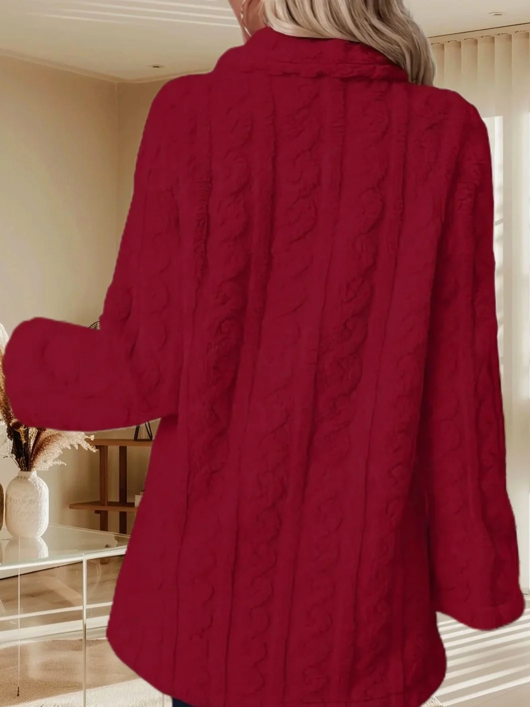 Damen Winter Oberbekleidung Lässig Unifarben Langarm Vlies Mantel