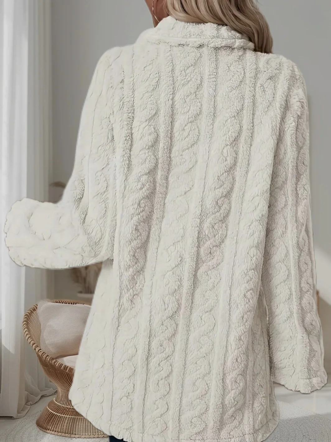 Damen Winter Oberbekleidung Lässig Unifarben Langarm Vlies Mantel