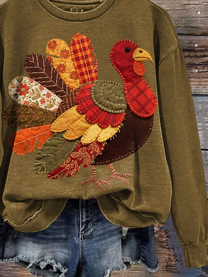 Damen Truthahn Rundhals Print Lässig Frühling/Herbst Langarm Sweatshirt