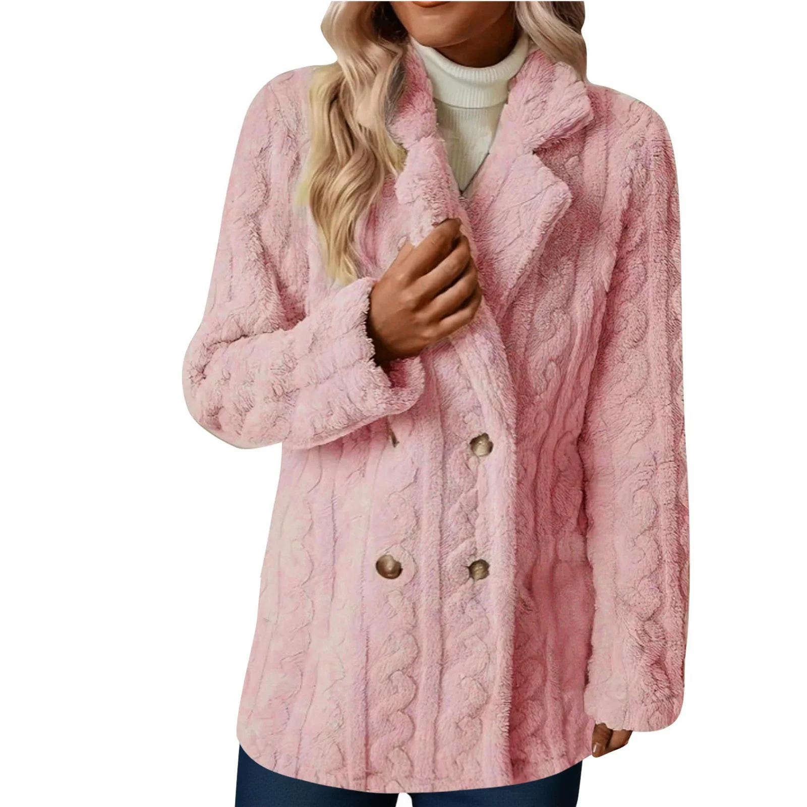 Damen Winter Oberbekleidung Lässig Unifarben Langarm Vlies Mantel