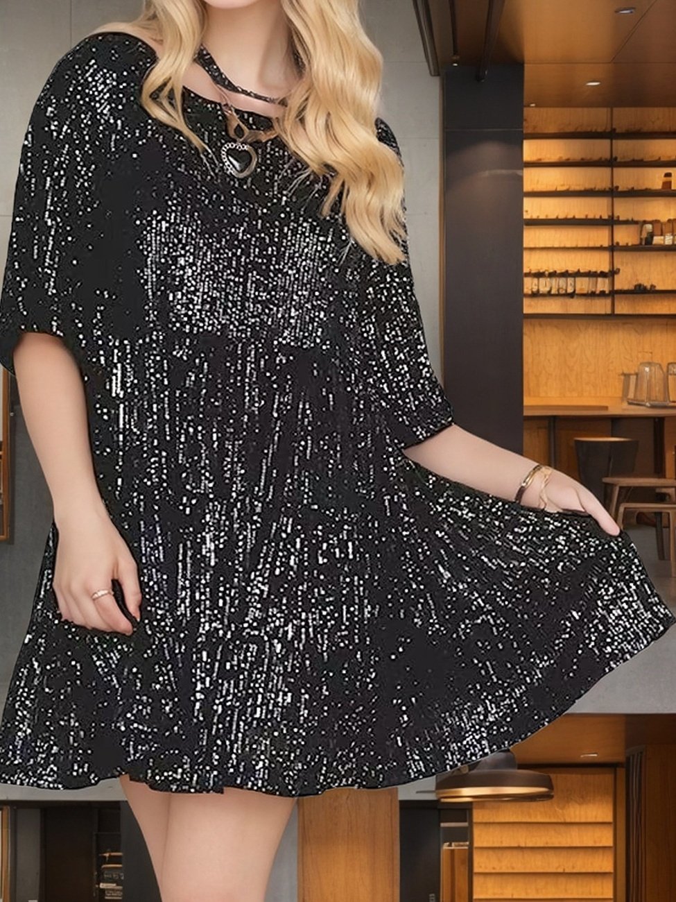 Damen Unifarben Halbarm Sommer Nahtverarbeitung Kleid Rundhals Täglich Retro Mini Tanktop A-Linien-Kleid