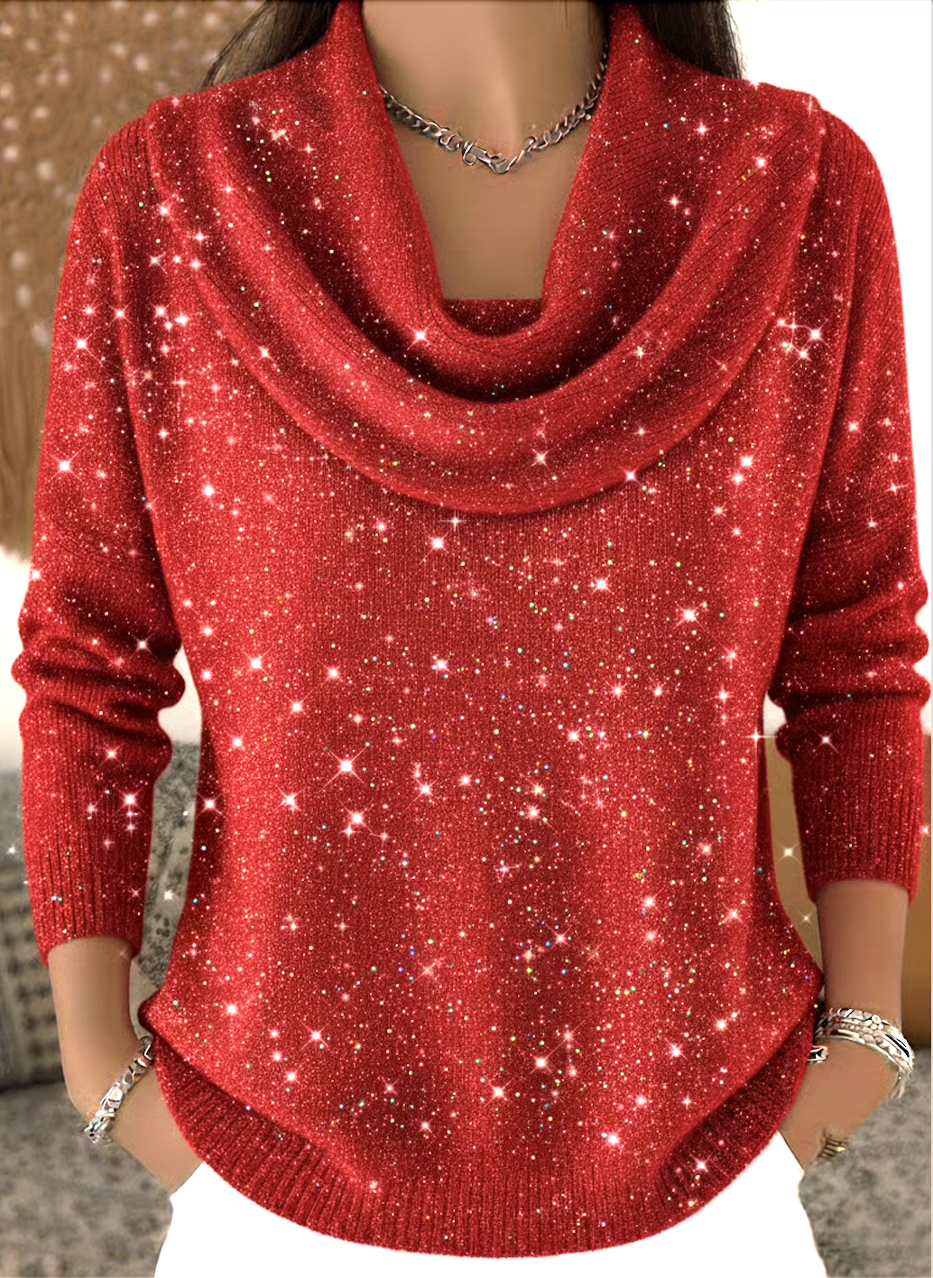 Damen Unifarben Frühling/Herbst Lässig Langarm Rundhals Baumwolle Pullover