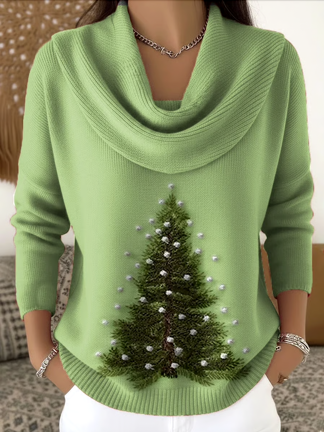 Damen Unifarben Frühling/Herbst Lässig Langarm Rundhals Baumwolle Pullover