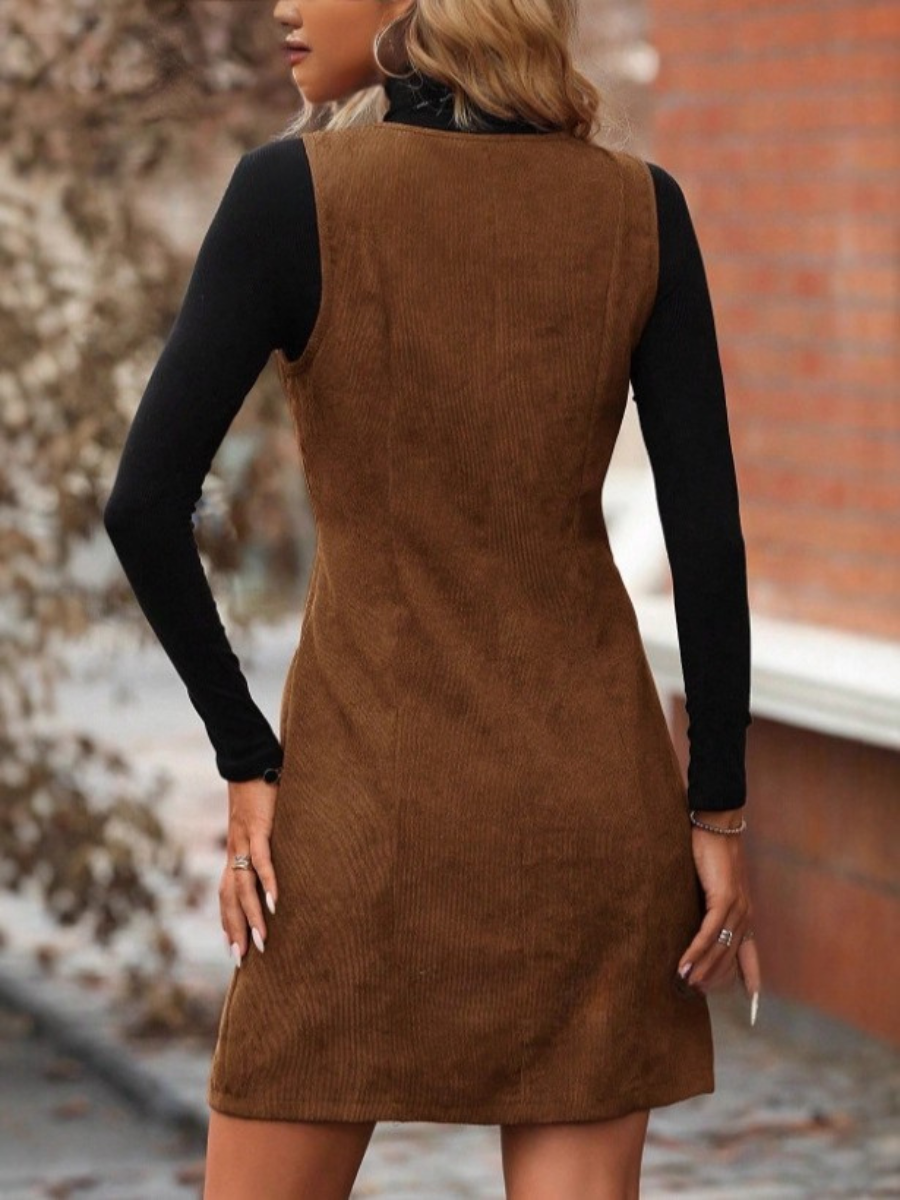 Damen Unifarben Ärmellos Sommer Nahtverarbeitung Kleid Rundhals Täglich Retro Mini Tanktop A-Linien-Kleid