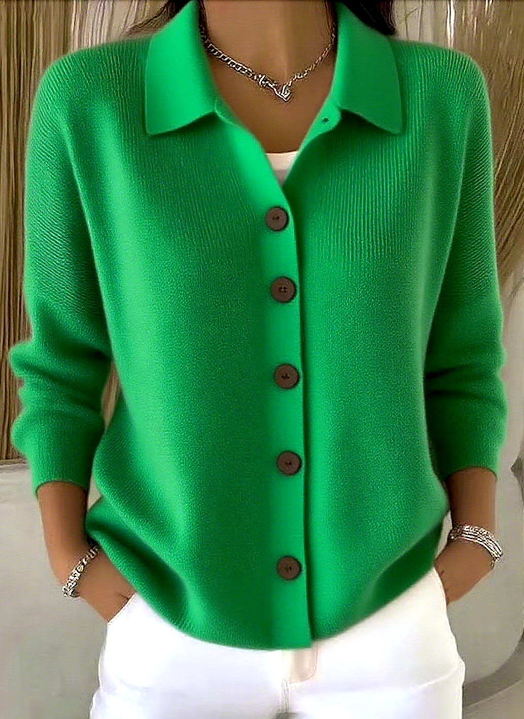 Damen Unifarben Langarm Schalkragen Lässig Frühling/Herbst Strickjacke Oberbekleidung