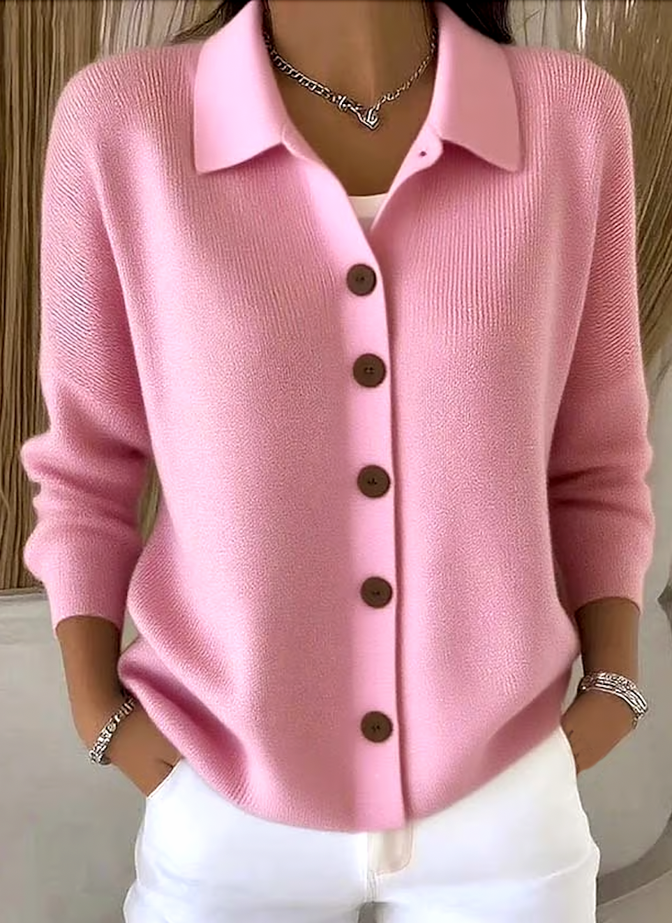 Damen Unifarben Langarm Schalkragen Lässig Frühling/Herbst Strickjacke Oberbekleidung