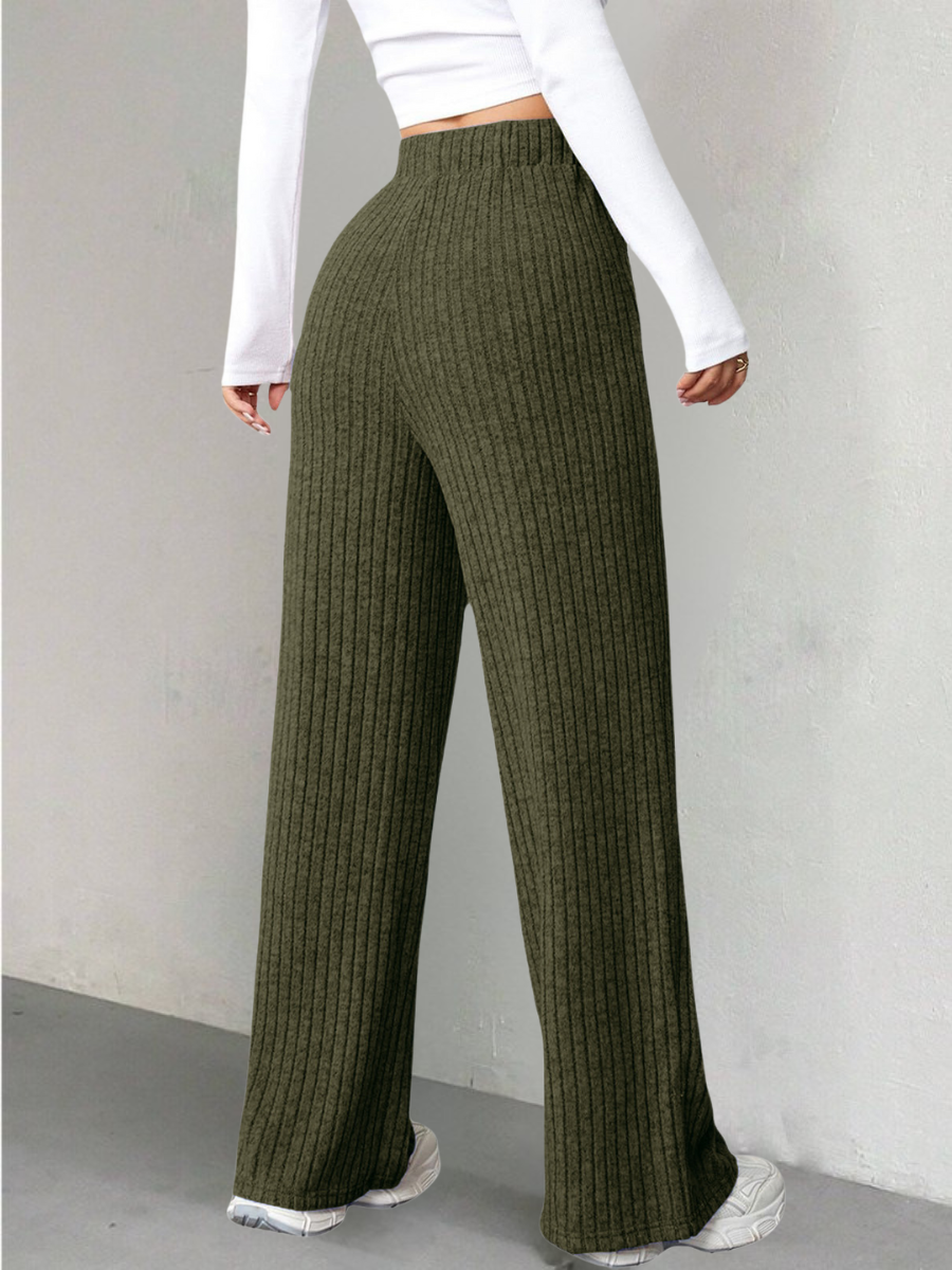 Damen Unifarben Lang Elastische Taille Hose Lässig Frühling/Herbst Hose