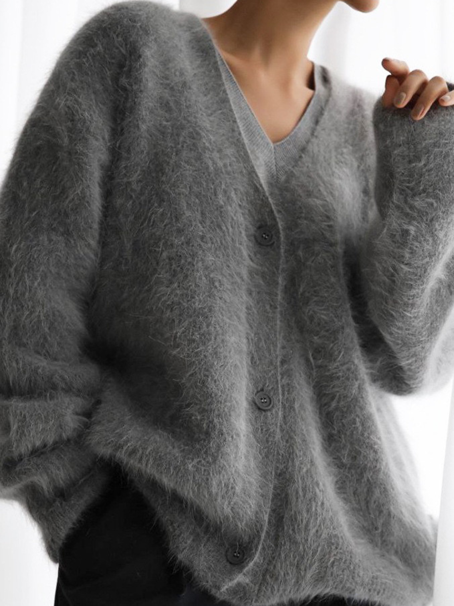 Damen Unifarben Frühling/Herbst Aufdecken Retro Nahtverarbeitung Leicht Strickjacke