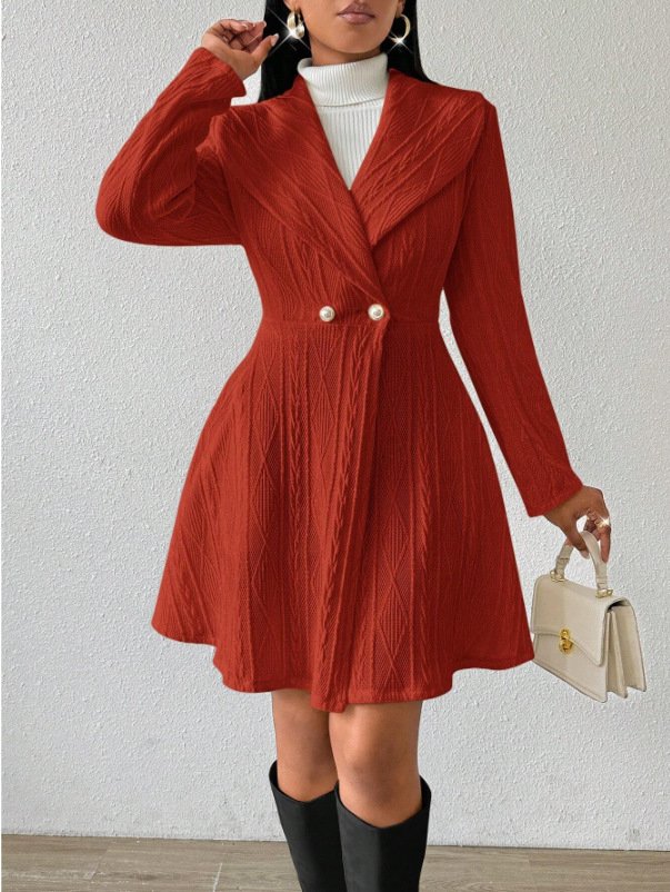 Damen Herbst Oberbekleidung Lässig Jacquard Unifarben Langarm Reverskragen Jacke