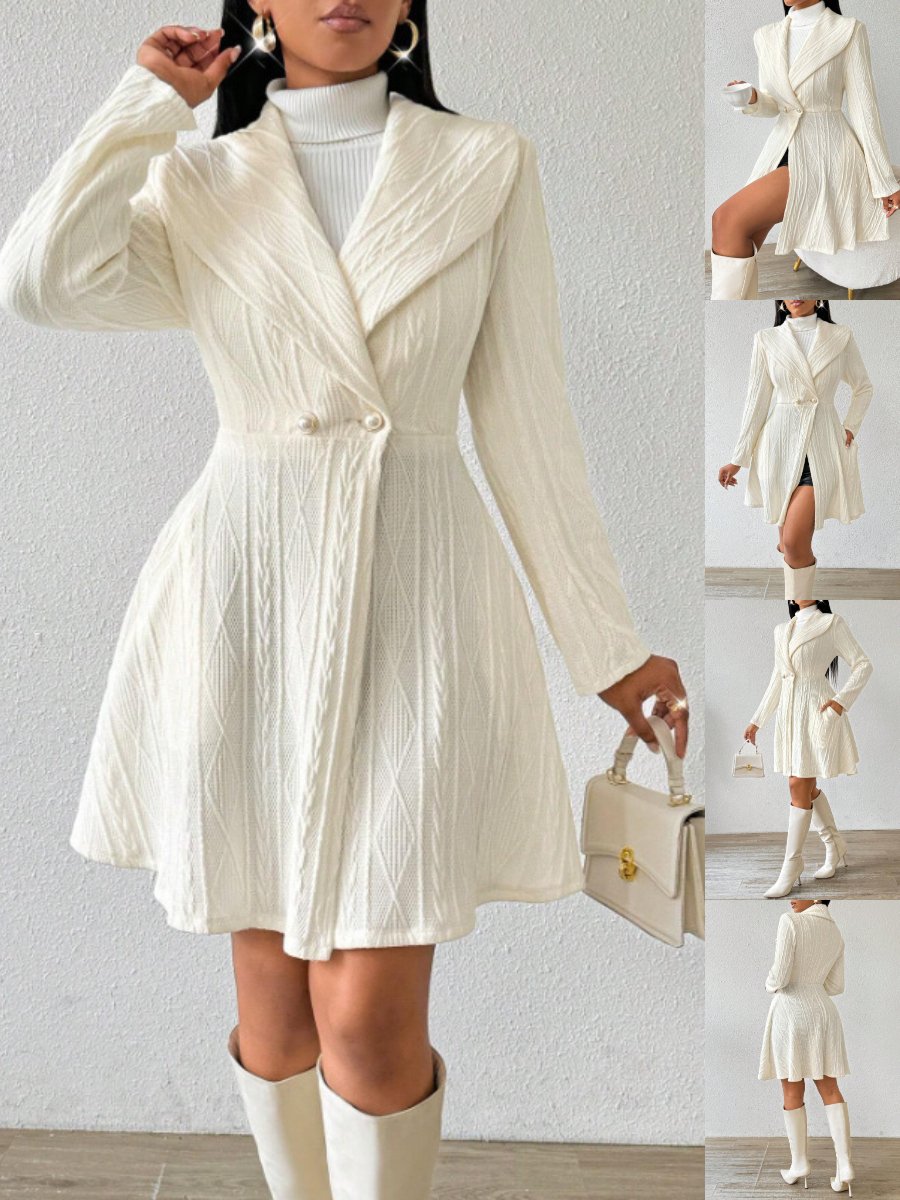 Damen Herbst Oberbekleidung Lässig Jacquard Unifarben Langarm Reverskragen Jacke