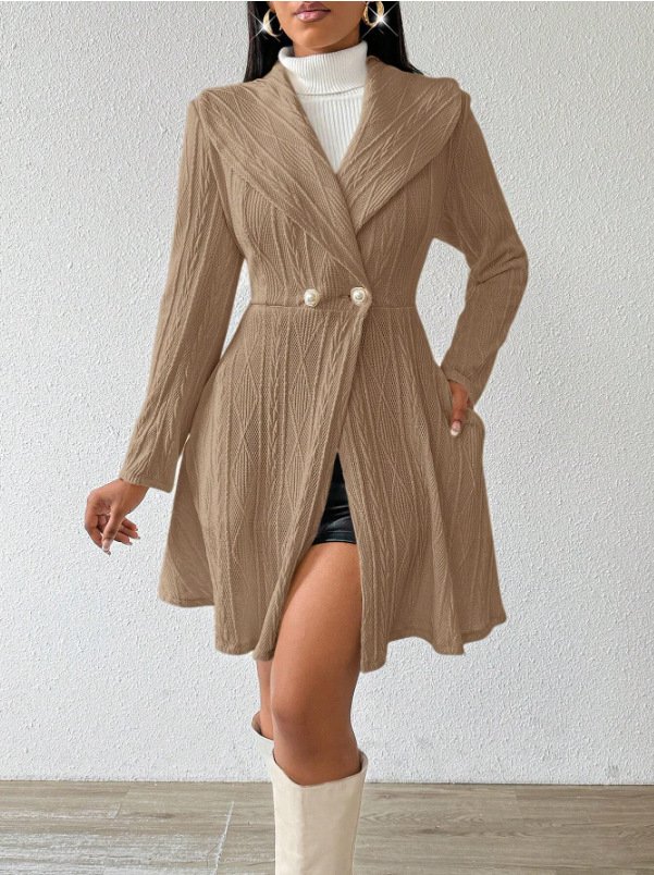 Damen Herbst Oberbekleidung Lässig Jacquard Unifarben Langarm Reverskragen Jacke