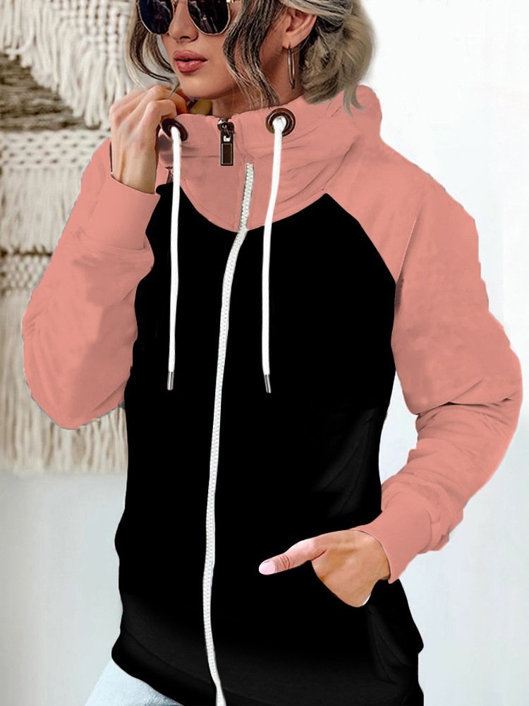 Damen Frühling/Herbst Oberbekleidung Retro Nahtverarbeitung Unifarben Langarm Stehkragen Jacke