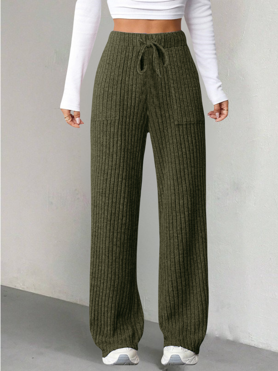 Damen Unifarben Lang Elastische Taille Hose Lässig Frühling/Herbst Hose